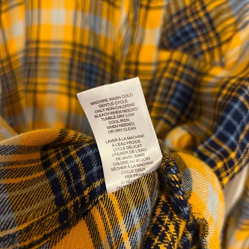 Workshop Republic Clothing Mustard Yellow and Blue Plaid Button Down Shirt - Picture 7 of 8